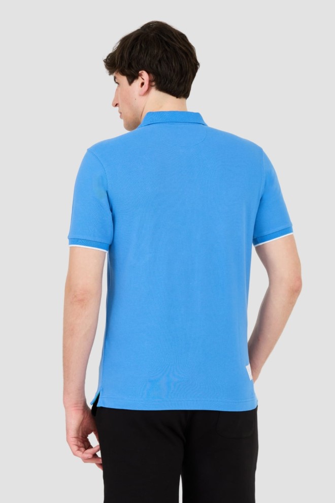 LA MARTINA Blue polo with large logo