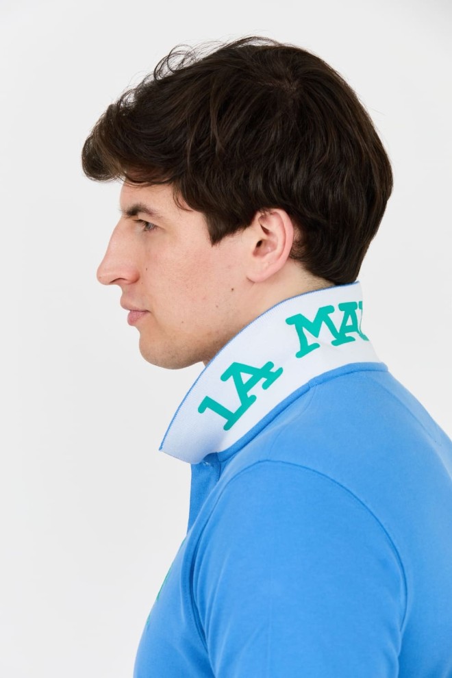 LA MARTINA Polo albastru pentru bărbați cu logo mare