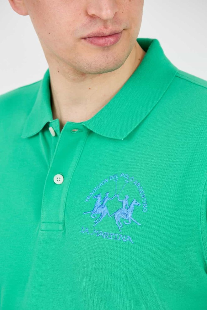 LA MARTINA Green polo with large logo