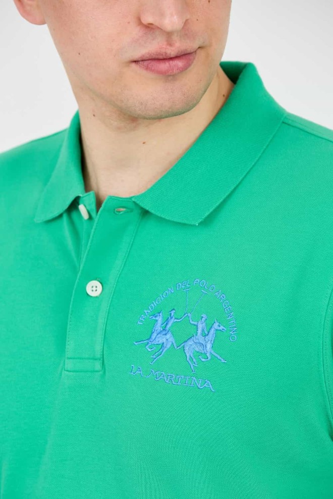 LA MARTINA Polo verde pentru bărbați cu logo mare