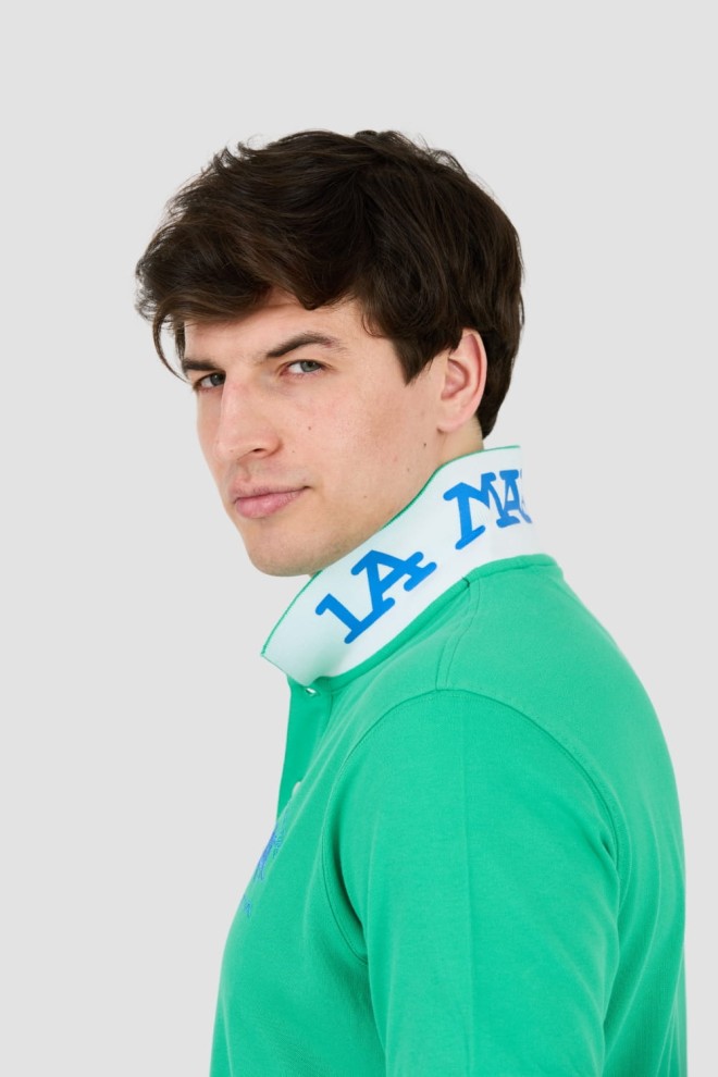 LA MARTINA Polo verde pentru bărbați cu logo mare