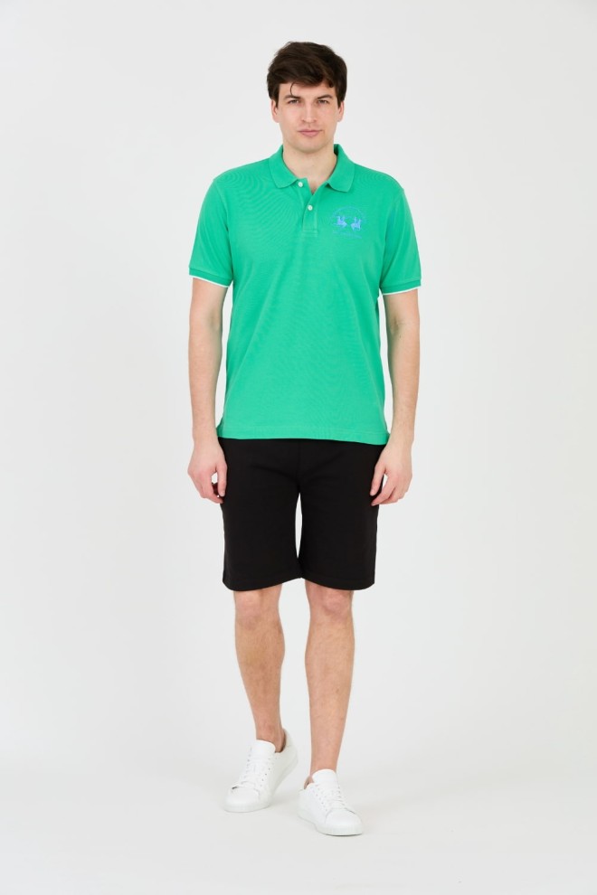 LA MARTINA Green polo with large logo