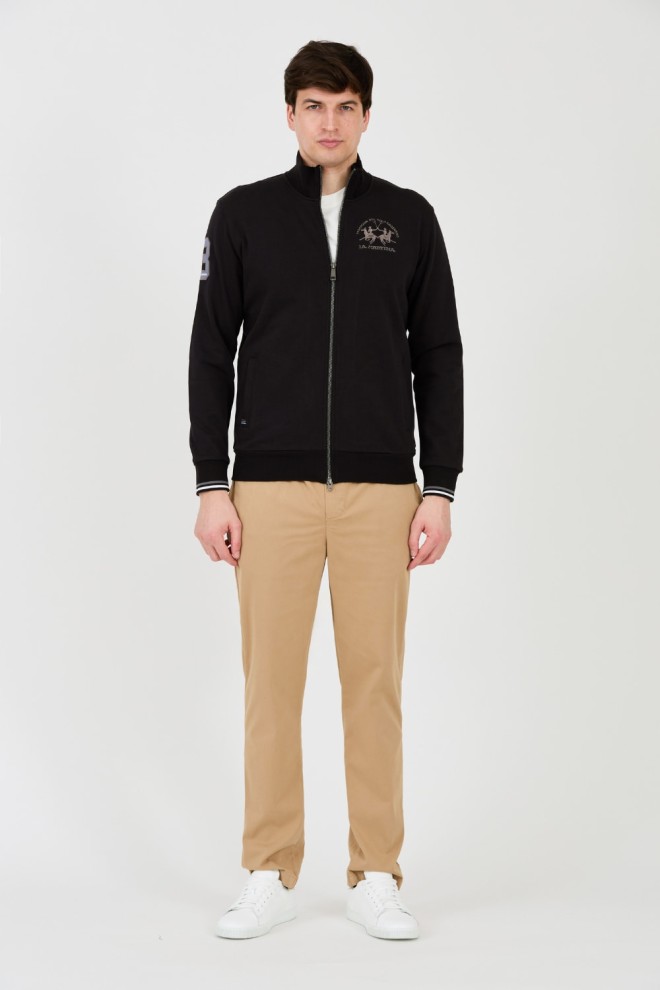 LA MARTINA Tricou negru cu fermoar pentru bărbați