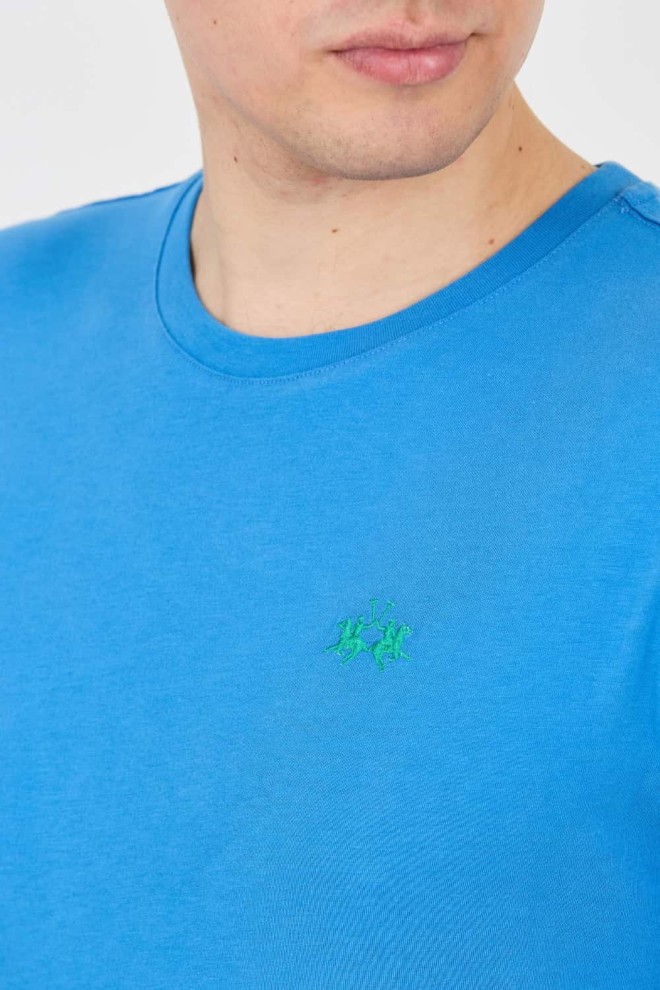 LA MARTINA Blue t-shirt with small logo