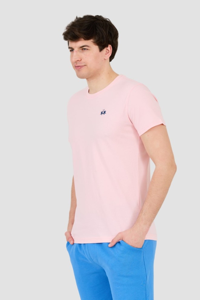 LA MARTINA Pink t-shirt with small logo