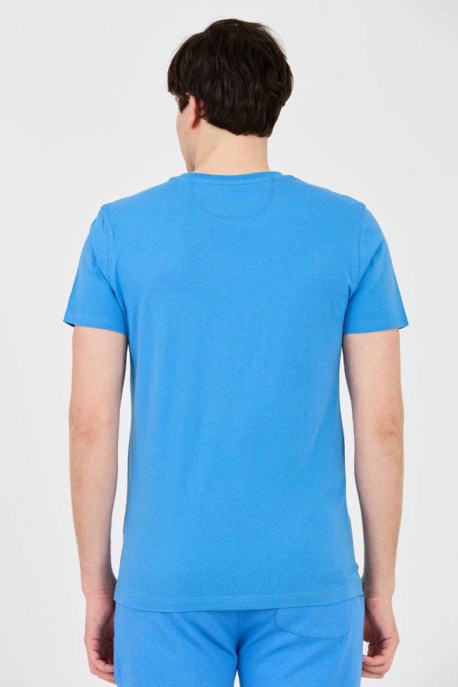 LA MARTINA Blue t-shirt with large logo