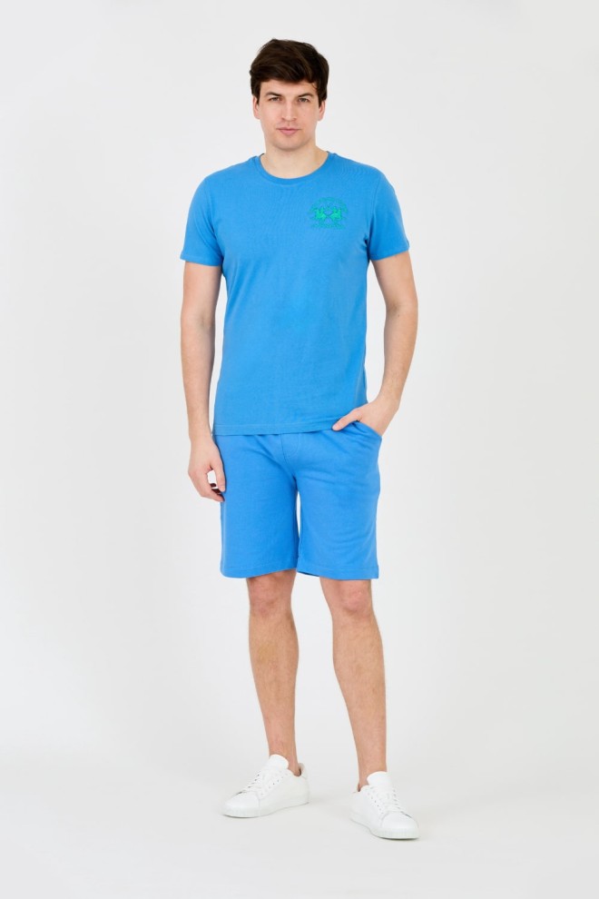 LA MARTINA Tricou albastru pentru bărbați cu logo mare