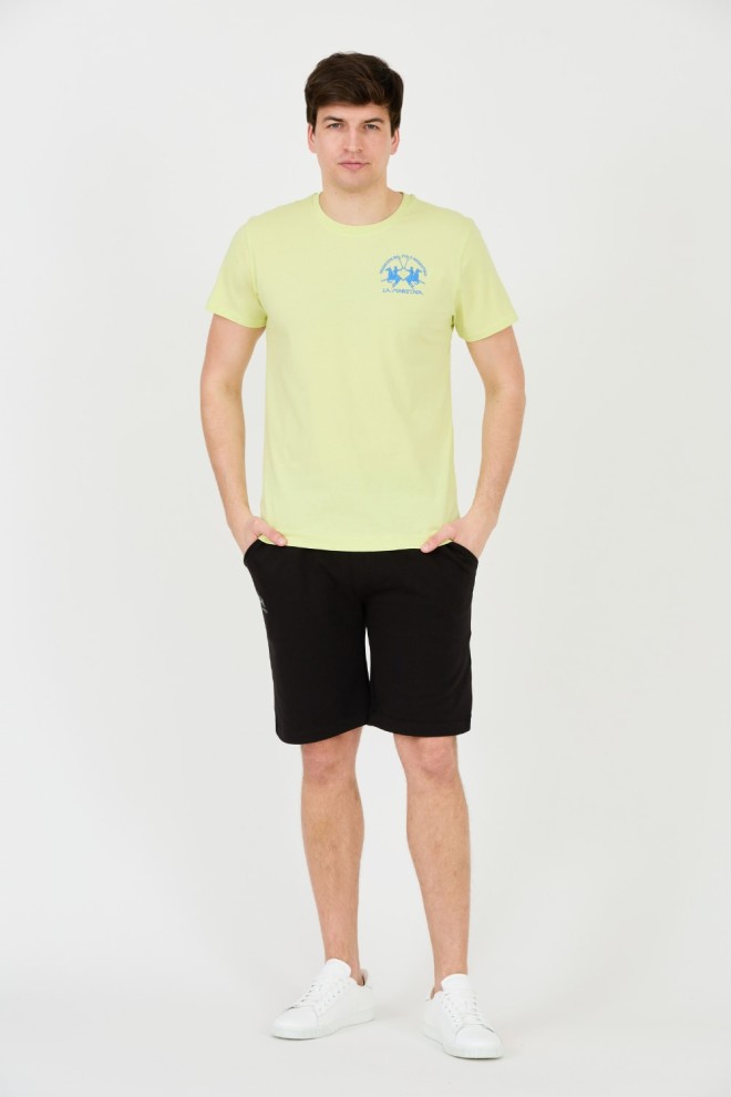 LA MARTINA Tricou galben pentru bărbați cu logo mare
