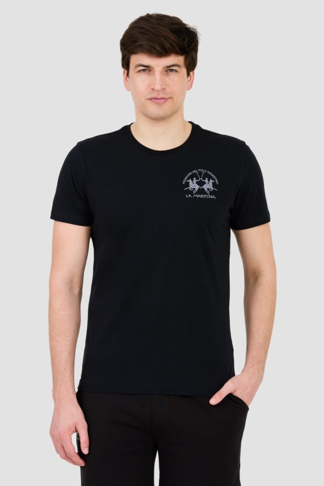 LA MARTINA Black t-shirt with large logo