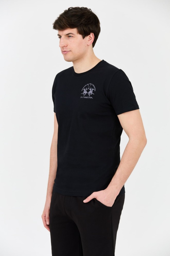 LA MARTINA Black t-shirt with large logo