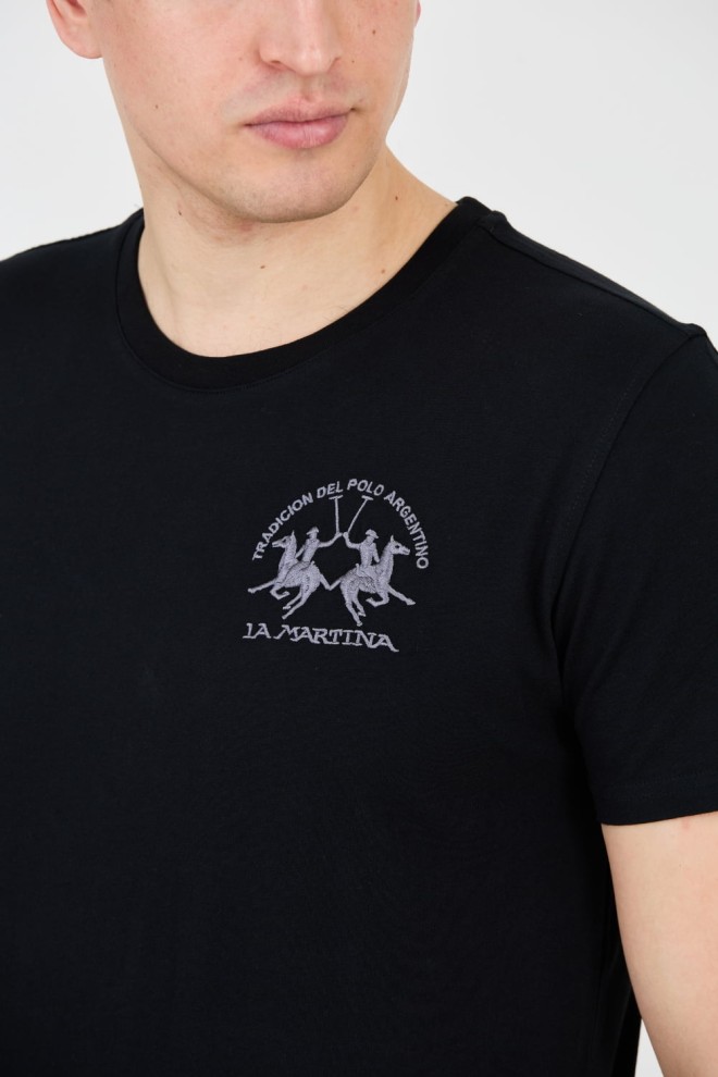 LA MARTINA Black t-shirt with large logo