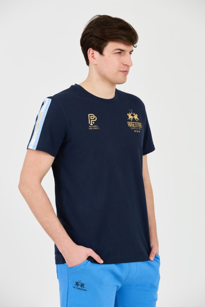 LA MARTINA Navy blue Jersey t-shirt