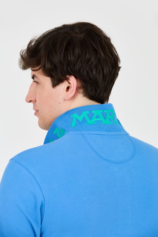 LA MARTINA Blue polo with small green logo