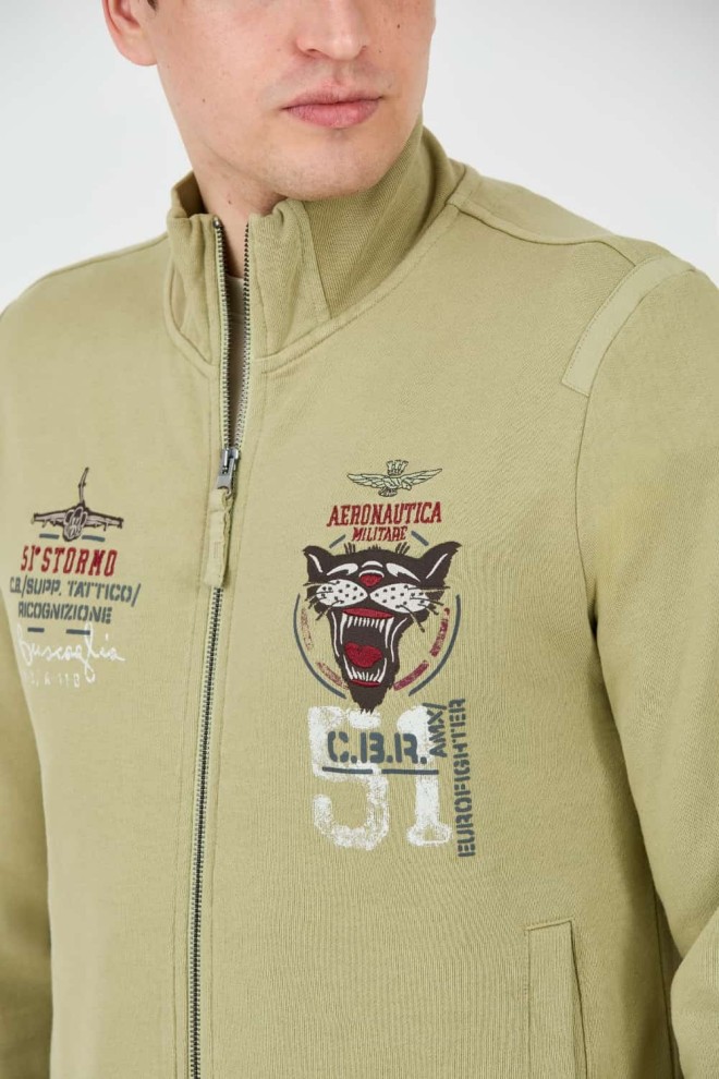 AERONAUTICA MILITARE Hanorac verde brodat 51st pentru bărbați