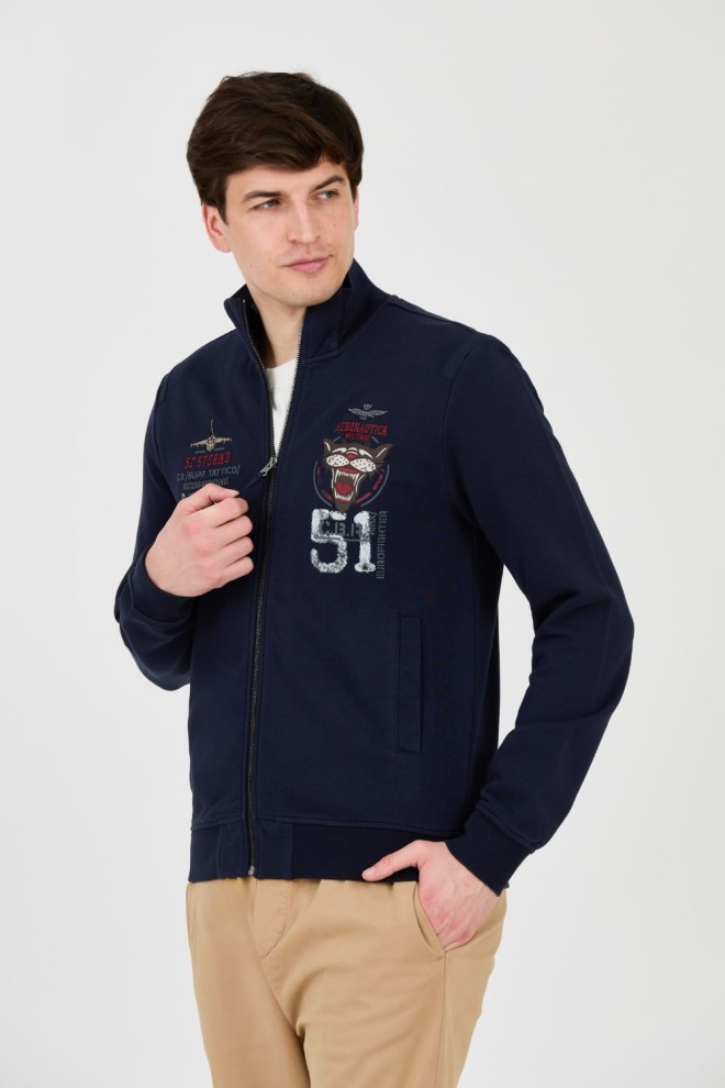 AERONAUTICA MILITARE Navy blue sweatshirt Embroidered 51st