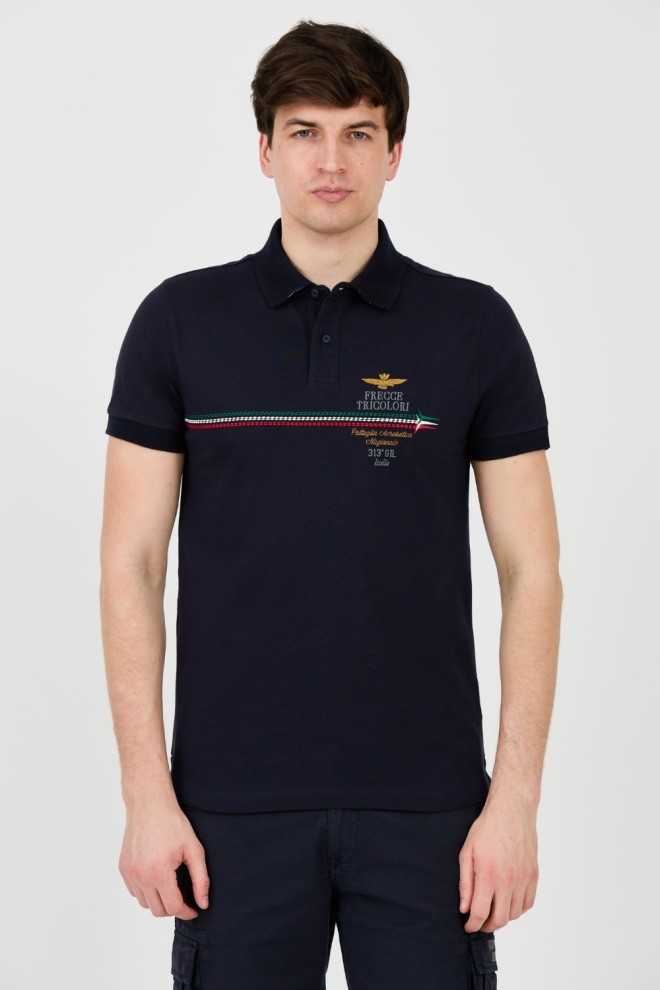 AERONAUTICA MILITARE Navy blue Frecce Tricolori Embroidered polo