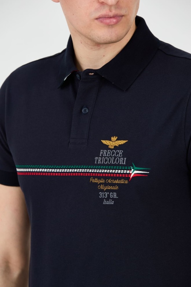 AERONAUTICA MILITARE Navy blue Frecce Tricolori Embroidered polo