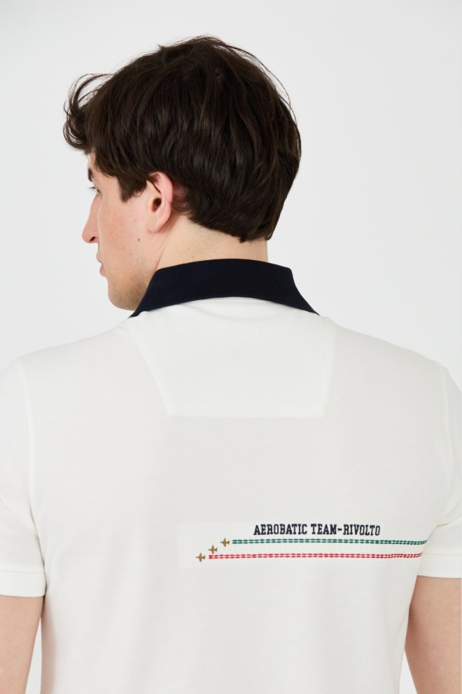 AERONAUTICA MILITARE Alb bărbați Frecce Tricolori Embroidered polo