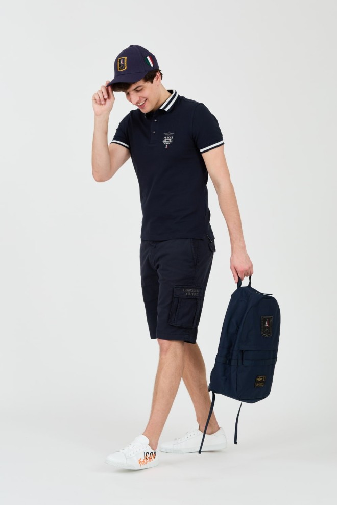 AERONAUTICA MILITARE Navy blue Short Sleeve polo