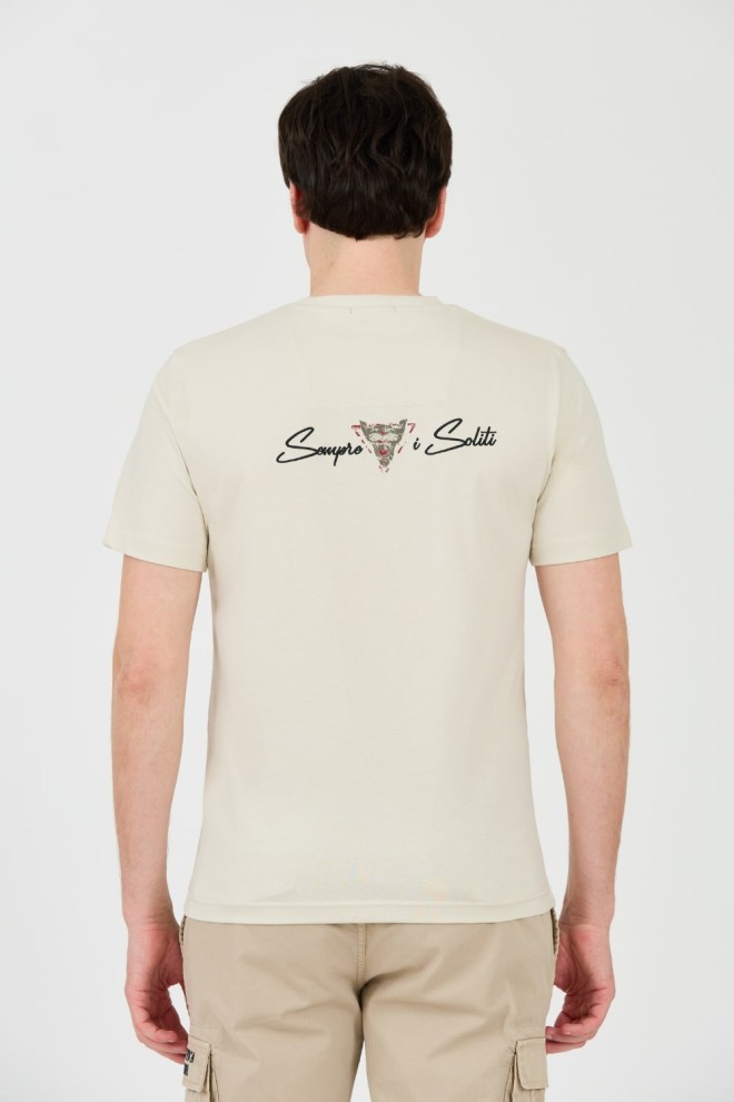 AERONAUTICA MILITARE Bumbac bej Bărbați tricou cu mânecă scurtă