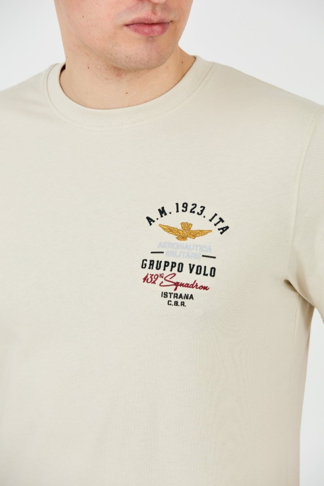AERONAUTICA MILITARE Bumbac bej Bărbați tricou cu mânecă scurtă