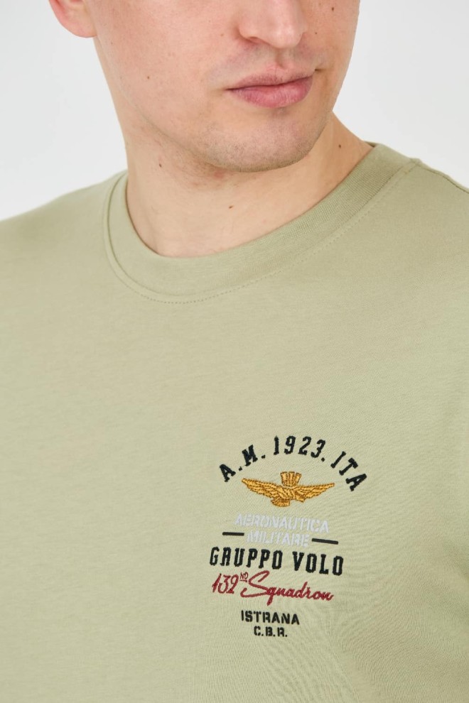 AERONAUTICA MILITARE Verde Bumbac bărbați tricou cu mânecă scurtă