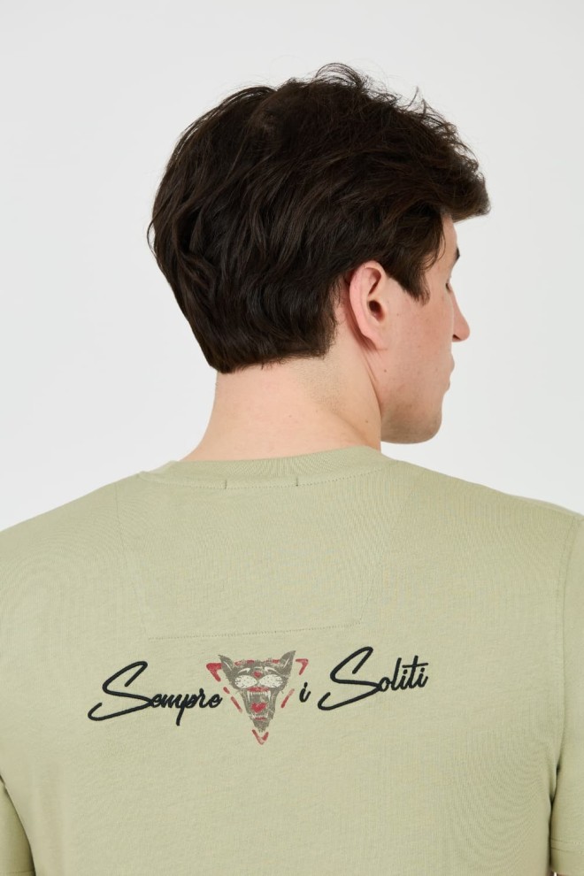 AERONAUTICA MILITARE Verde Bumbac bărbați tricou cu mânecă scurtă