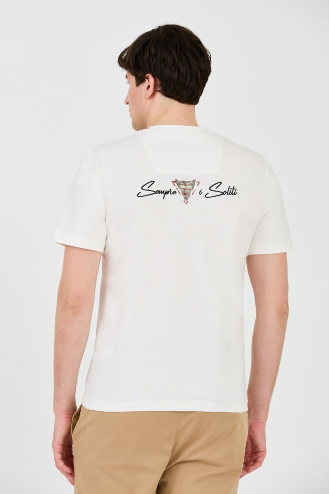 AERONAUTICA MILITARE Bumbac alb bărbați tricou cu mânecă scurtă