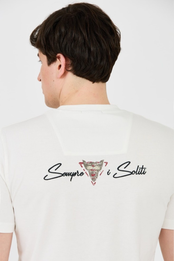 AERONAUTICA MILITARE Bumbac alb bărbați tricou cu mânecă scurtă