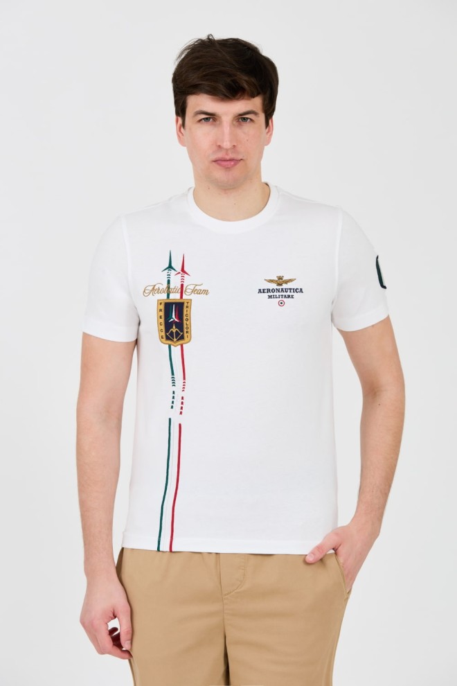 AERONAUTICA MILITARE Biały t-shirt Frecce Tricolori Short Sleeve