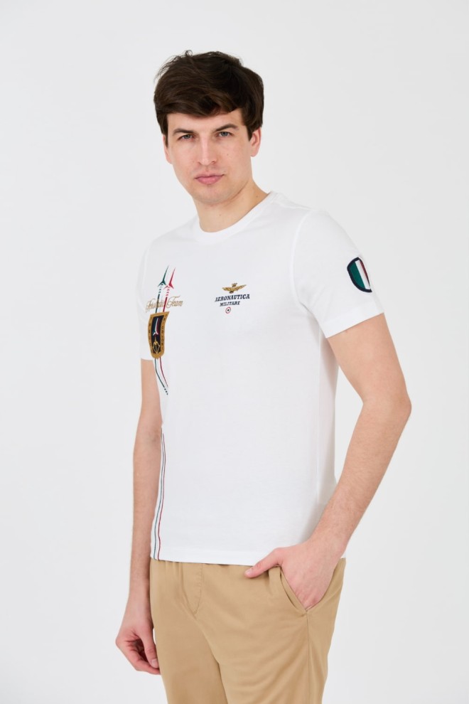 AERONAUTICA MILITARE Biały t-shirt Frecce Tricolori Short Sleeve