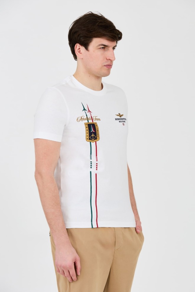 AERONAUTICA MILITARE Biały t-shirt Frecce Tricolori Short Sleeve