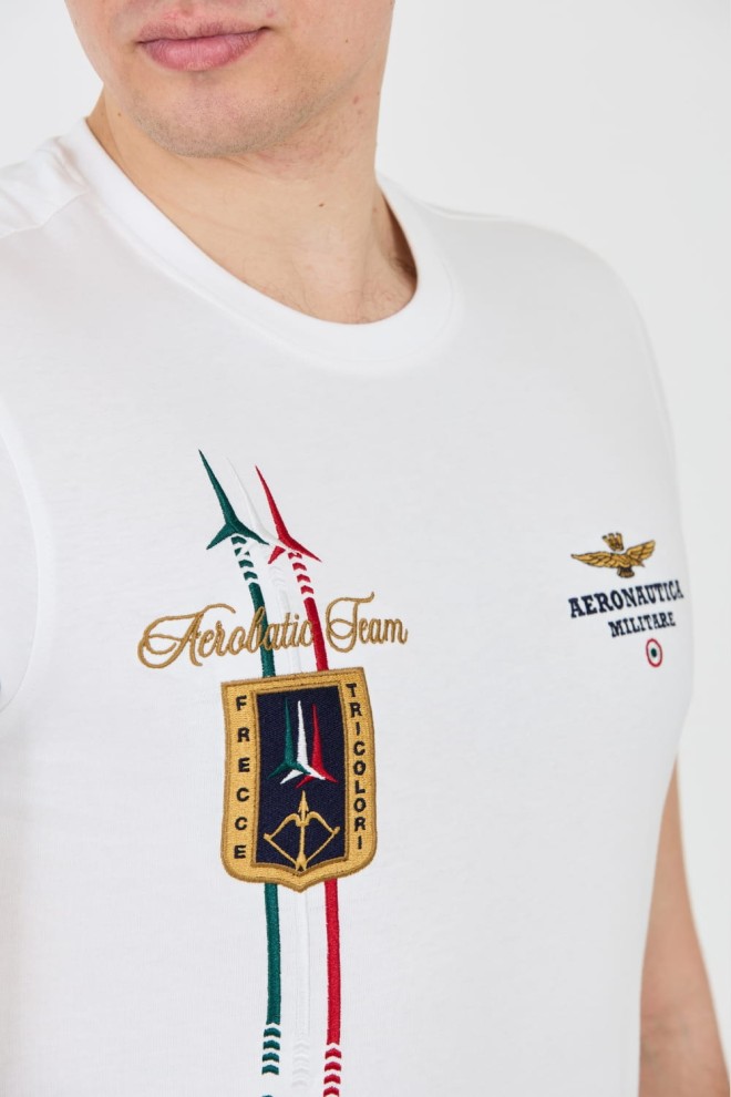 AERONAUTICA MILITARE Biały t-shirt Frecce Tricolori Short Sleeve