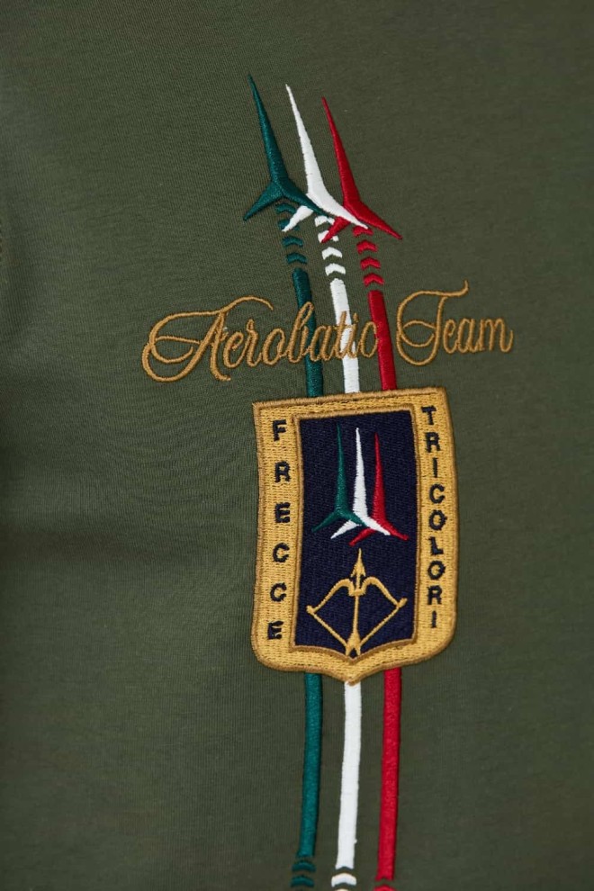 AERONAUTICA MILITARE Tricou cu mânecă scurtă Frecce Tricolori din bumbac verde pentru bărbați