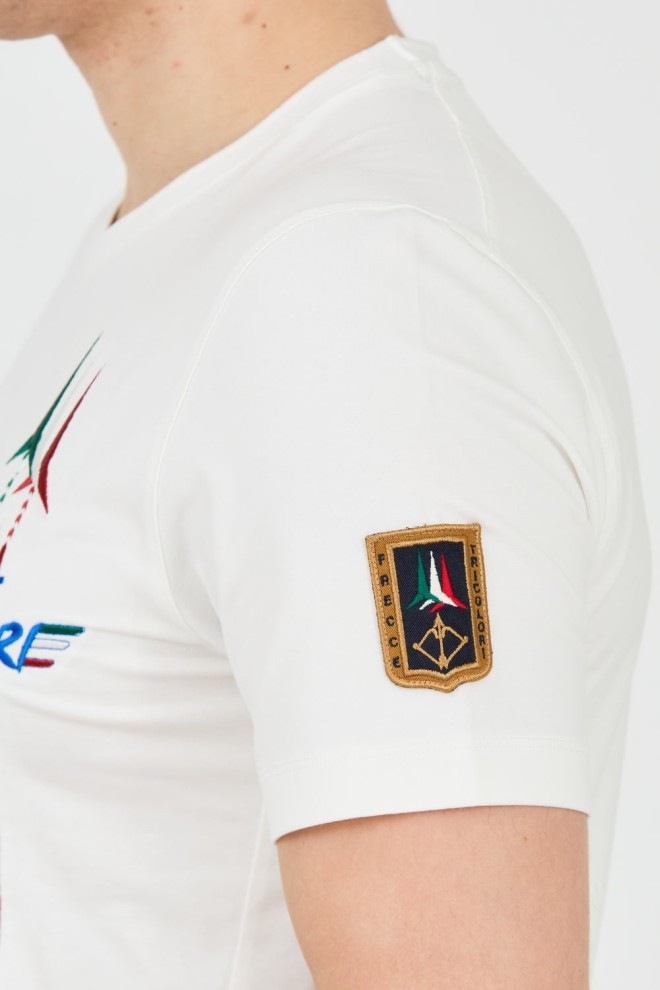 AERONAUTICA MILITARE Tricou alb cu mânecă scurtă pentru bărbați