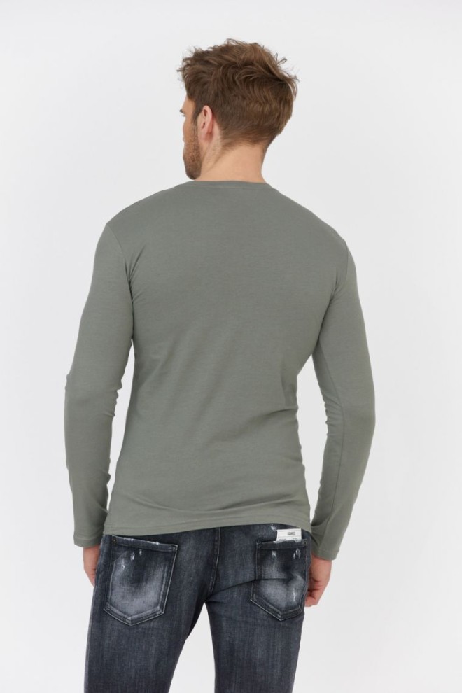 EMPORIO ARMANI Green men's longsleeve with navy blue logo