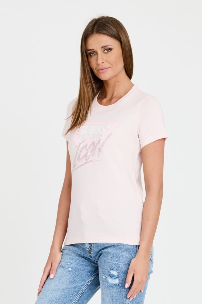 GUESS Różowy T-shirt Icon Tee