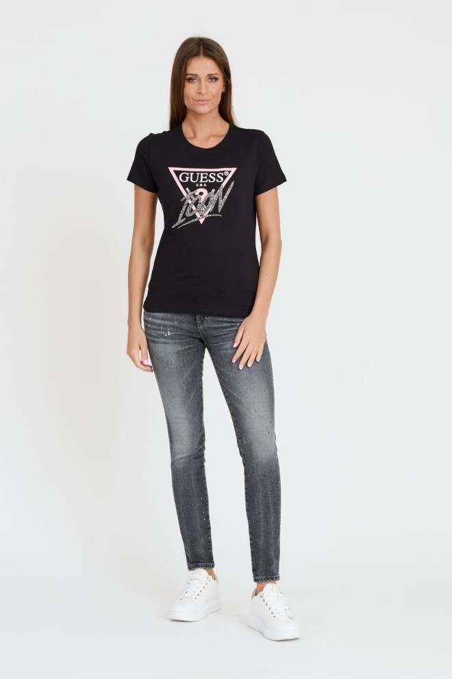 GUESS Czarny T-shirt Icon Tee