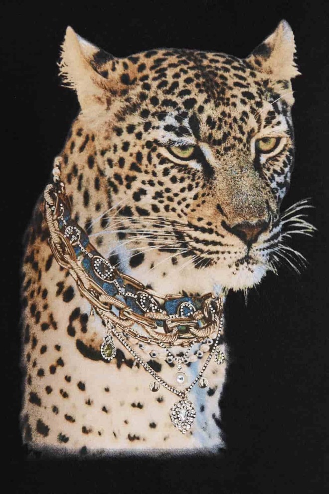 GUESS Negru Femei Leopard Jewel Easy Tee