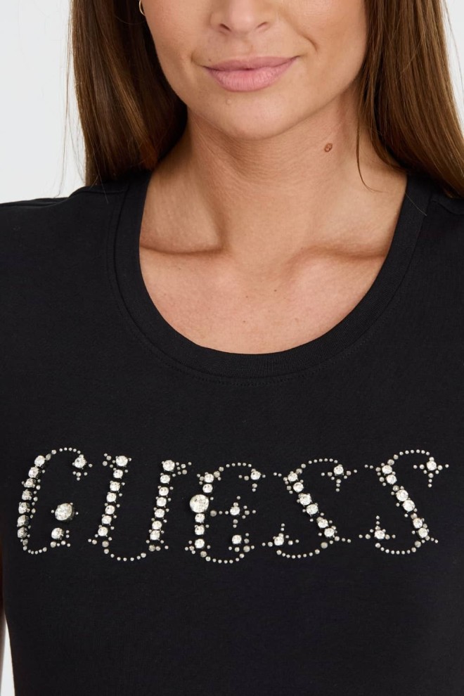 GUESS Black T-shirt with zircons