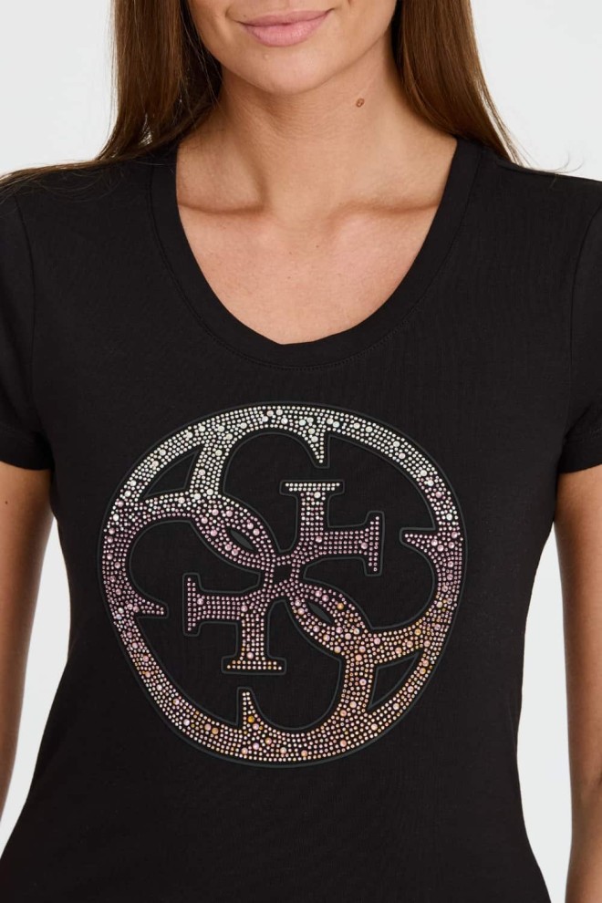 GUESS Negru femei 4G LOGO TEE