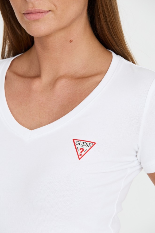 GUESS Biały t-shirt Mini Triangle Tee