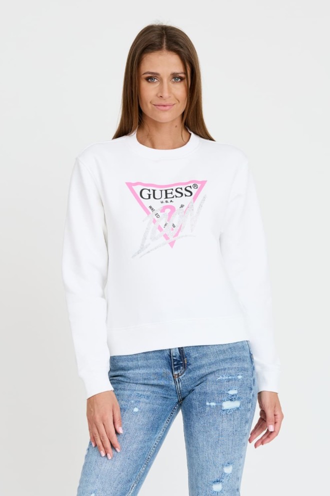 GUESS White Cn Icon Sweatshirt