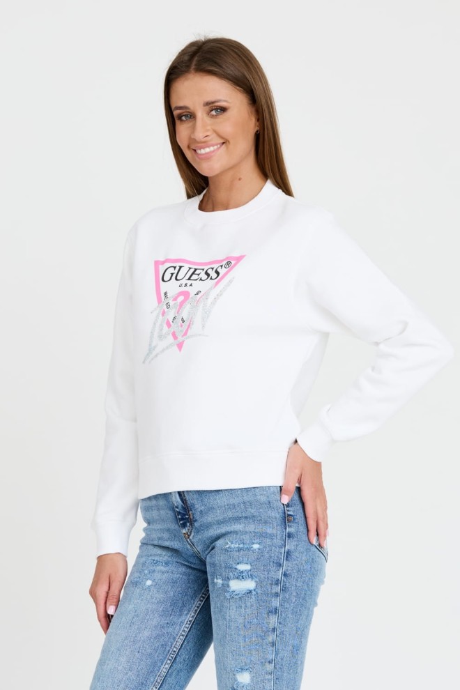 GUESS White Cn Icon Sweatshirt