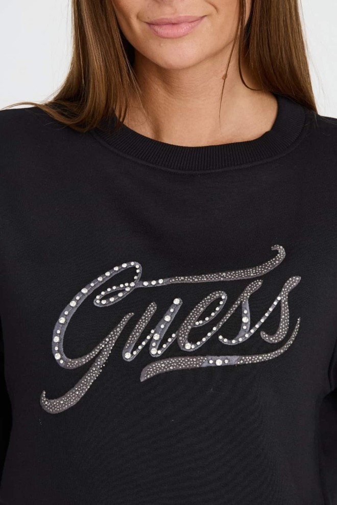 GUESS Czarna bluza z cyrkoniami