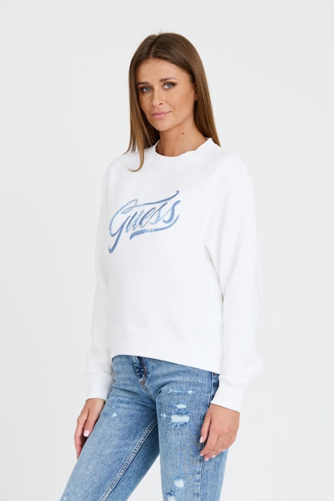 GUESS White sweatshirt with zircons