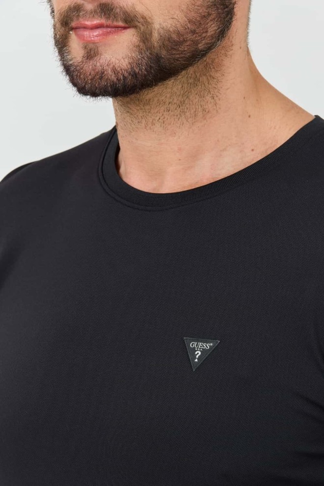 GUESS Negru bărbați New Tech Str T longsleeve