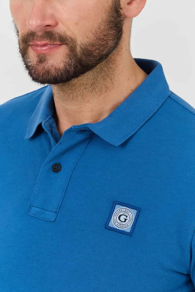 GUESS Niebieskie polo Washed