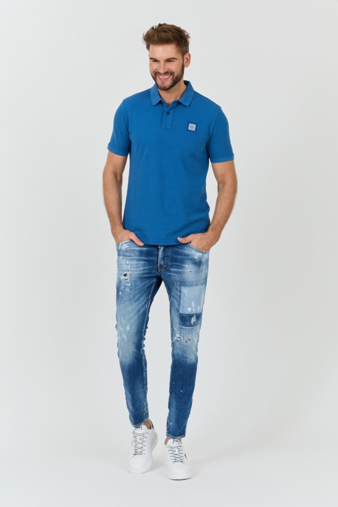 GUESS Washed blue polo