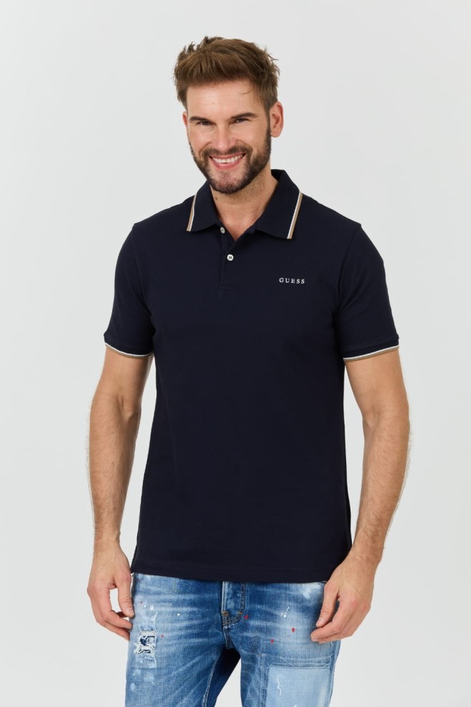 GUESS Polo Lyle albastru marin pentru bărbați